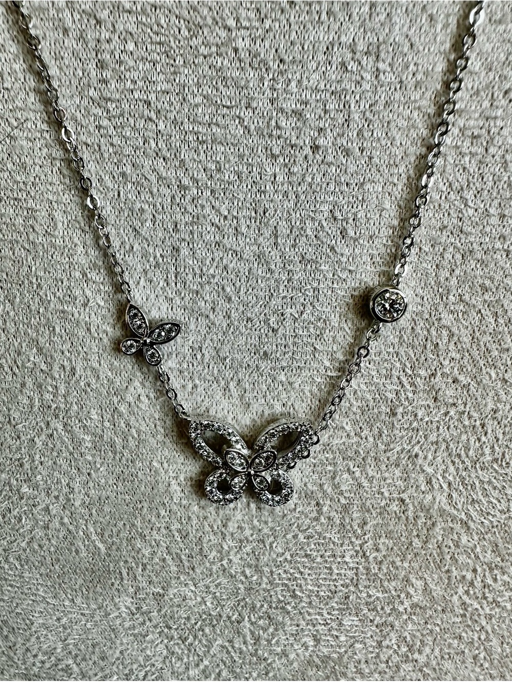 Moissanite Sterling Silver Butterfly Pendant Necklace - Picture 5 of 6